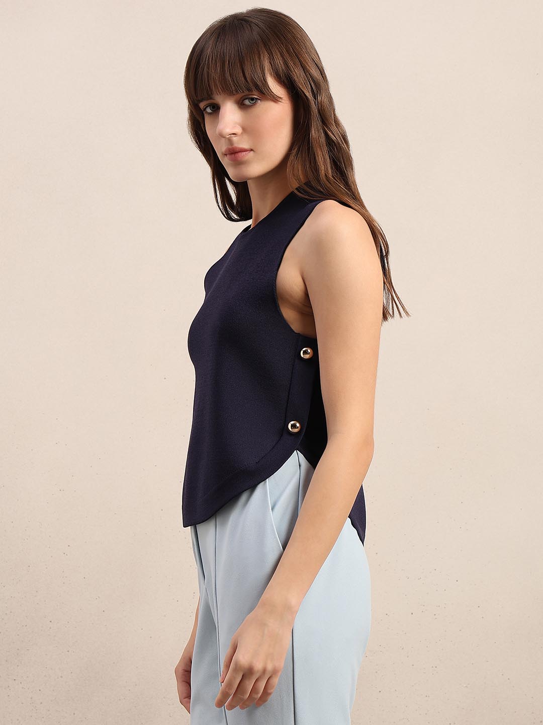 Navy Blue Sleeveless Top