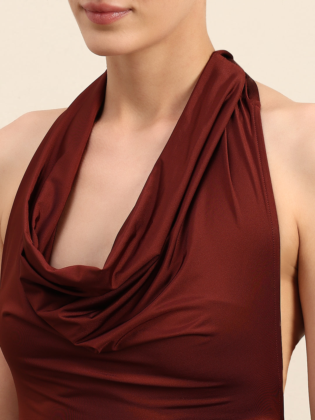 Cowl Halter Neck Maxi Dress