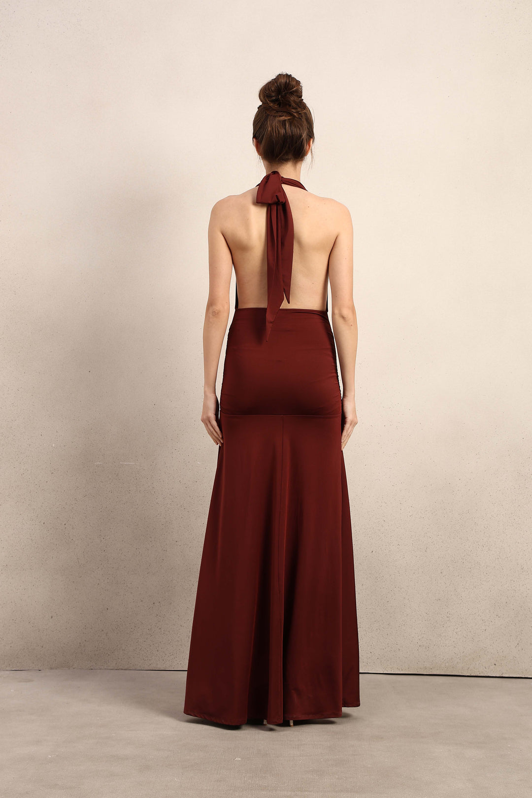 Cowl Halter Neck Maxi Dress