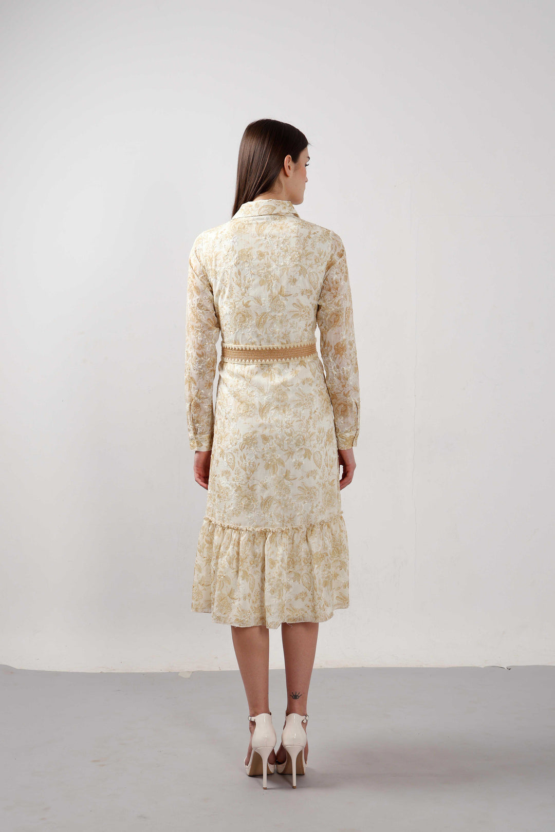 Vero Moda Ecru Jacquard Shirt Dress