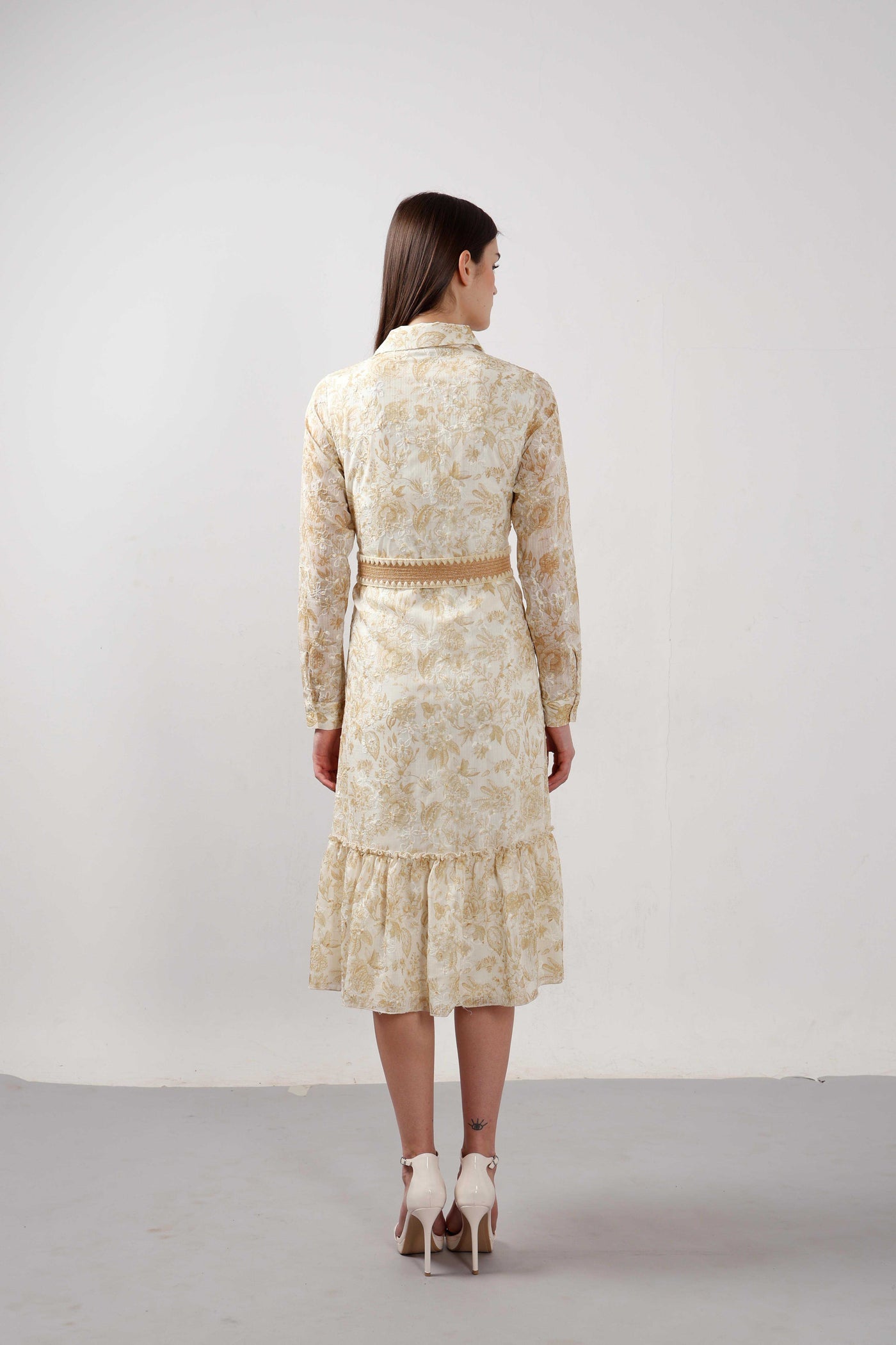 Vero Moda Ecru Jacquard Shirt Dress