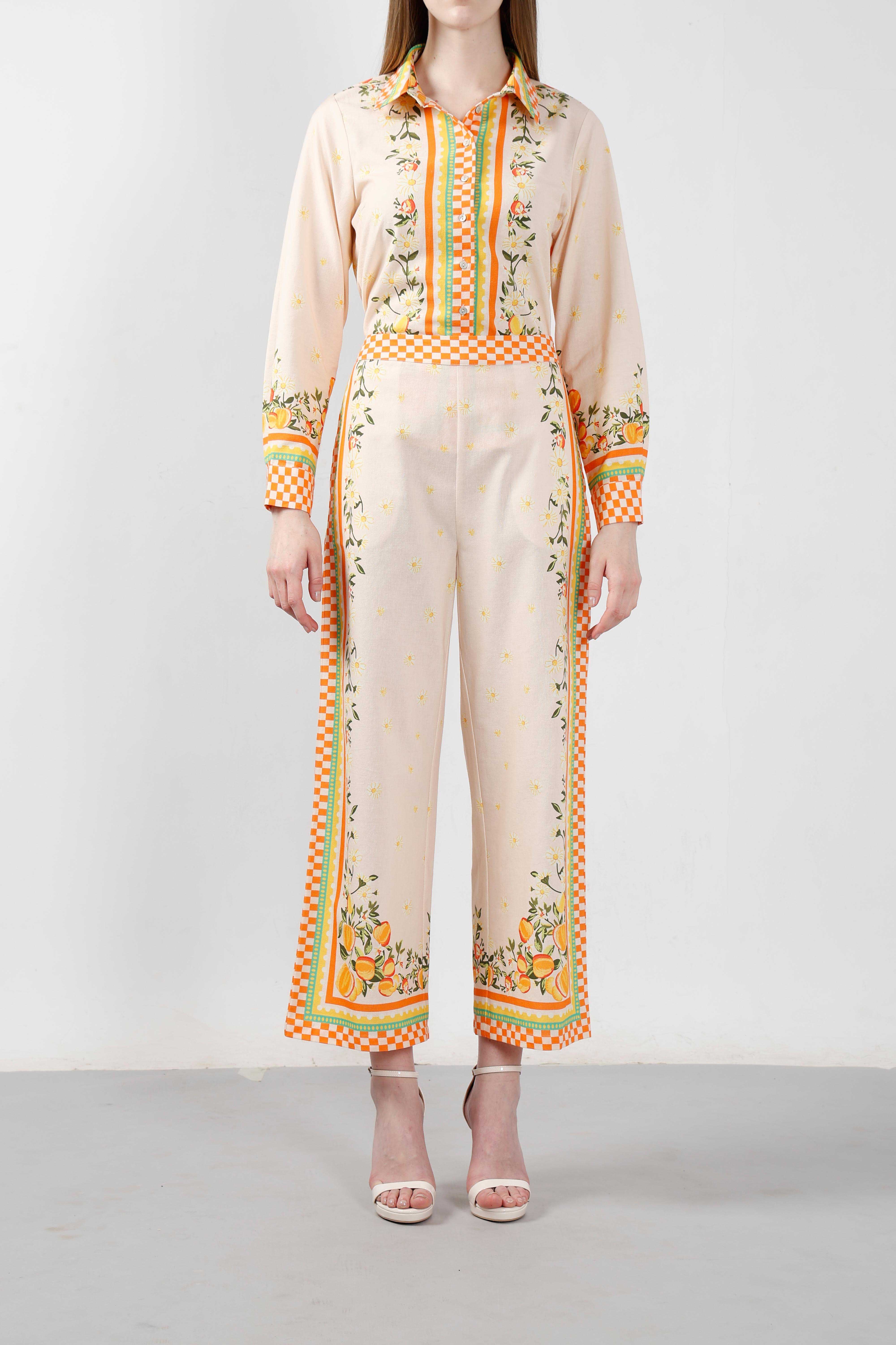 Vero Moda Yellow Printed Pants