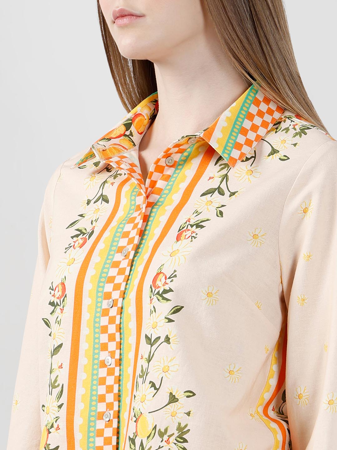 Vero Moda Yellow Printed Cotton Shirt