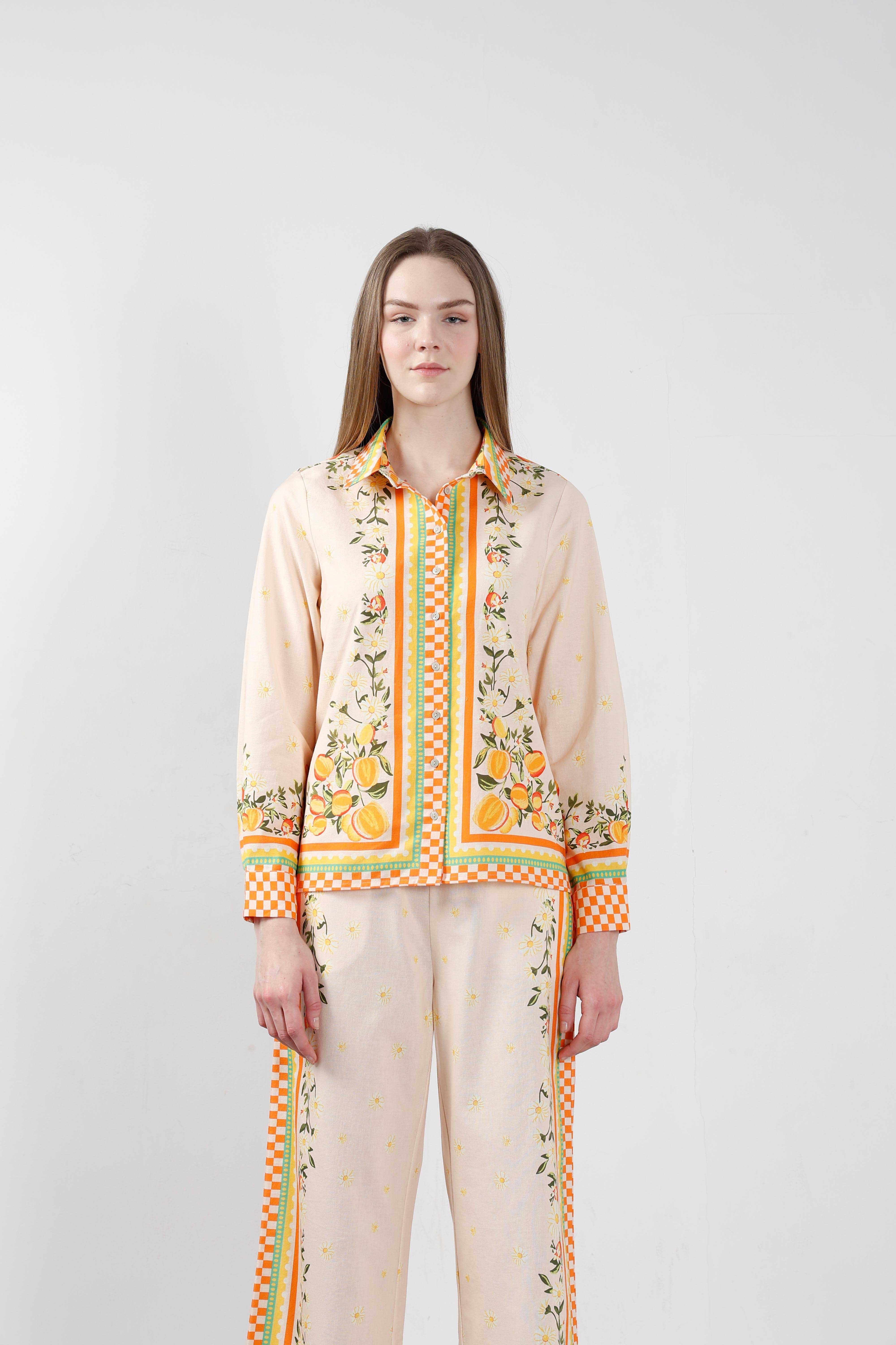 Vero Moda Yellow Printed Cotton Shirt