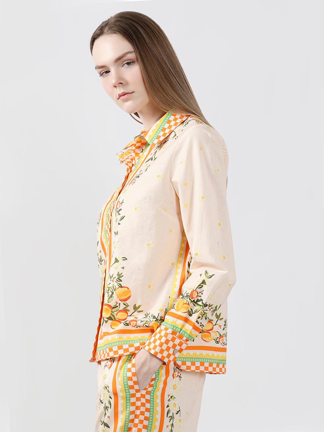 Vero Moda Yellow Printed Cotton Shirt