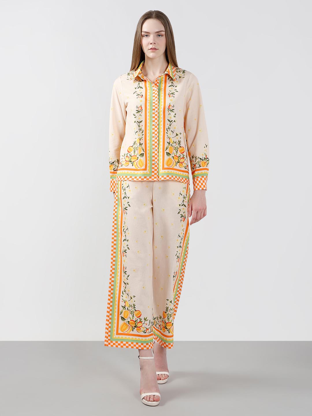 Vero Moda Yellow Printed Cotton Shirt