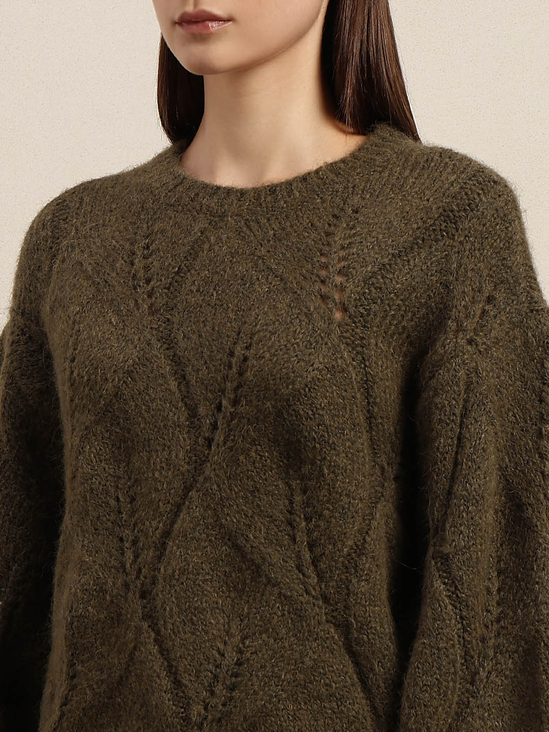 Stitch Detail O-Neck Sweater