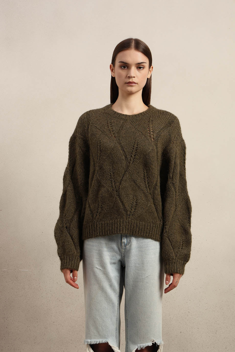 Stitch Detail O-Neck Sweater