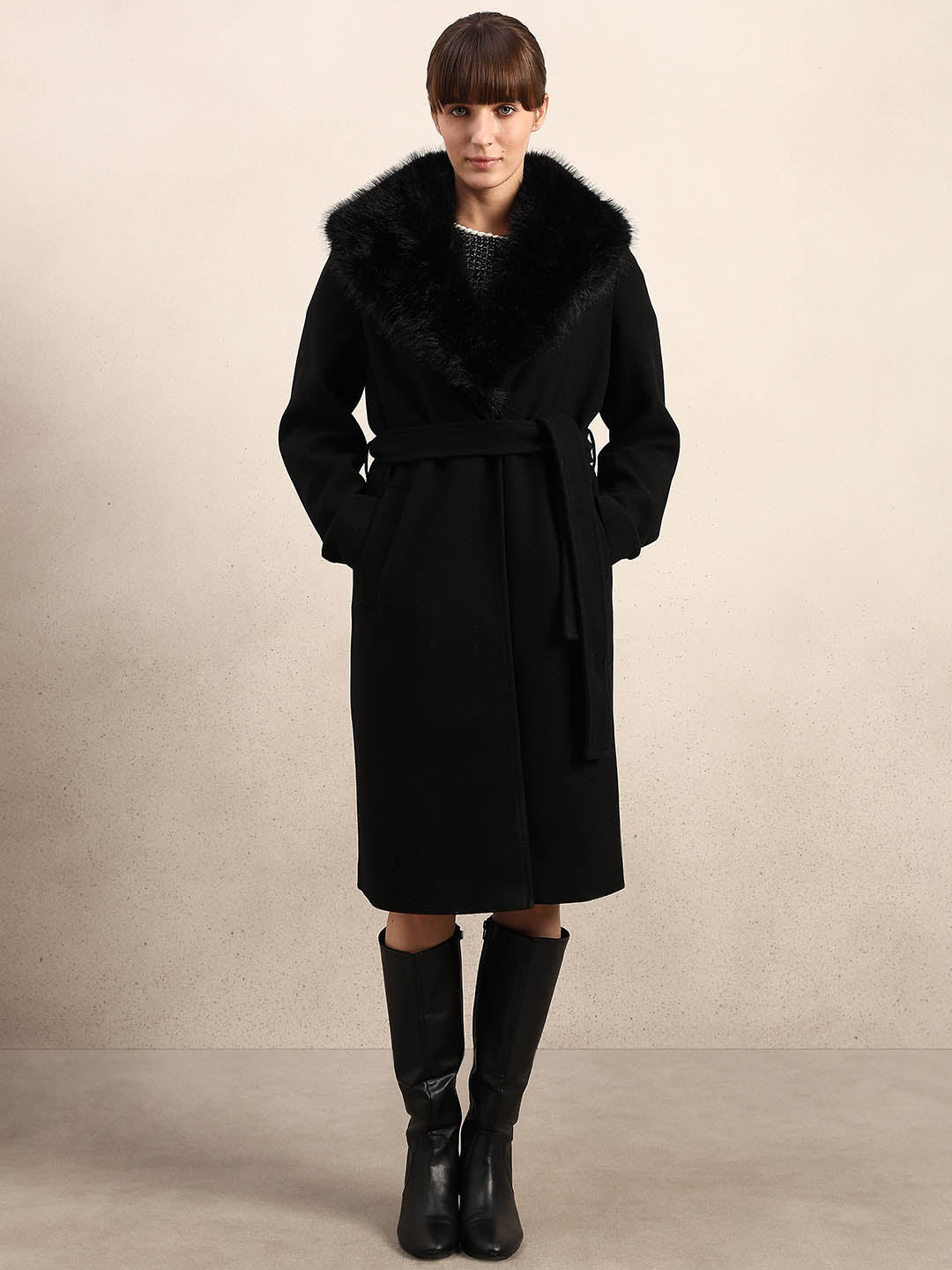 Black Belted Long Coat