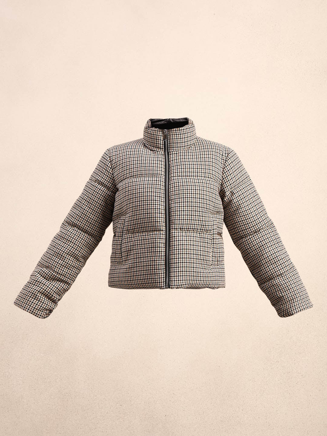 Brown houndstooth Puffer Jacket