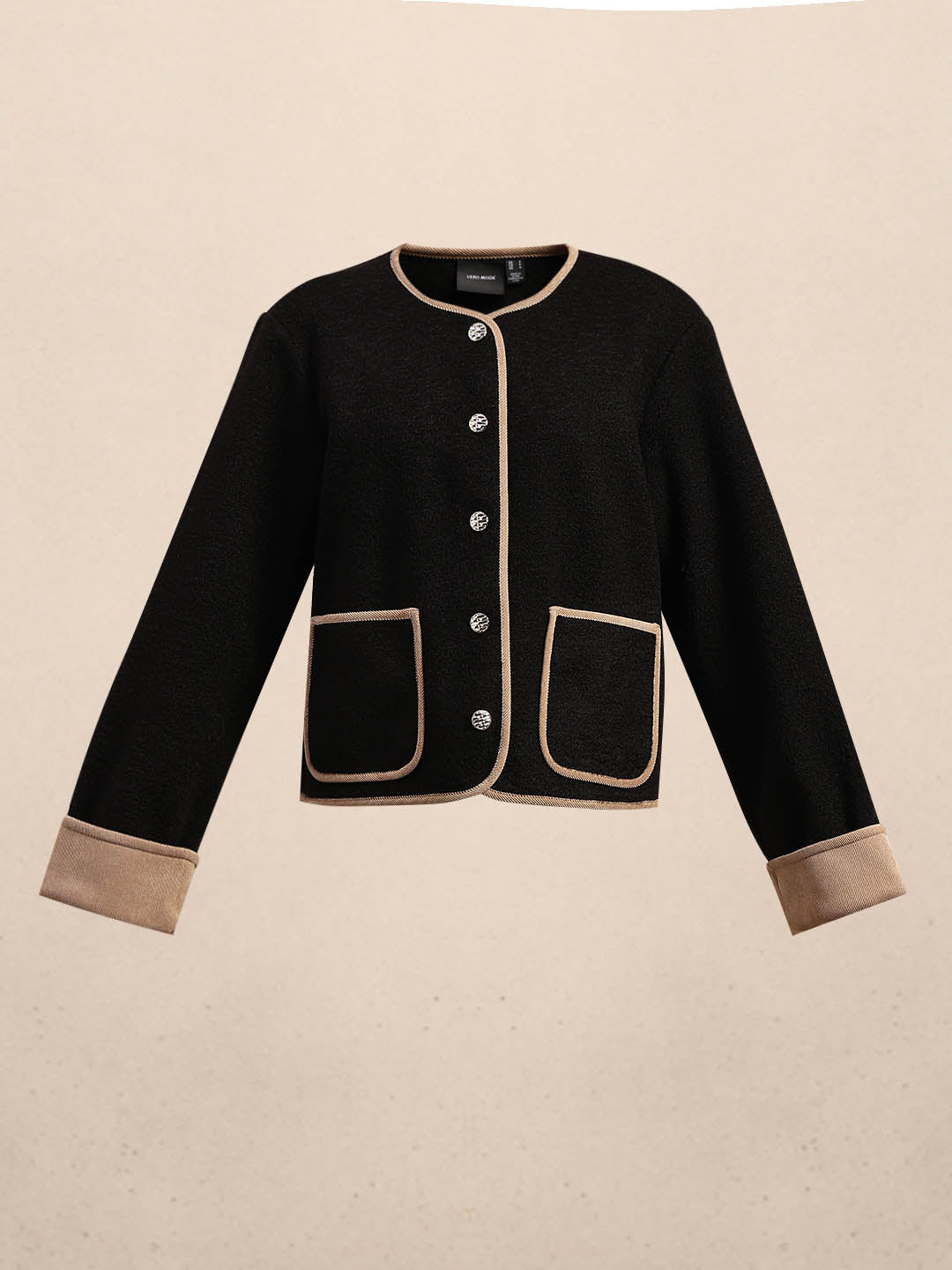 Black Contrast Trim Short Jacket
