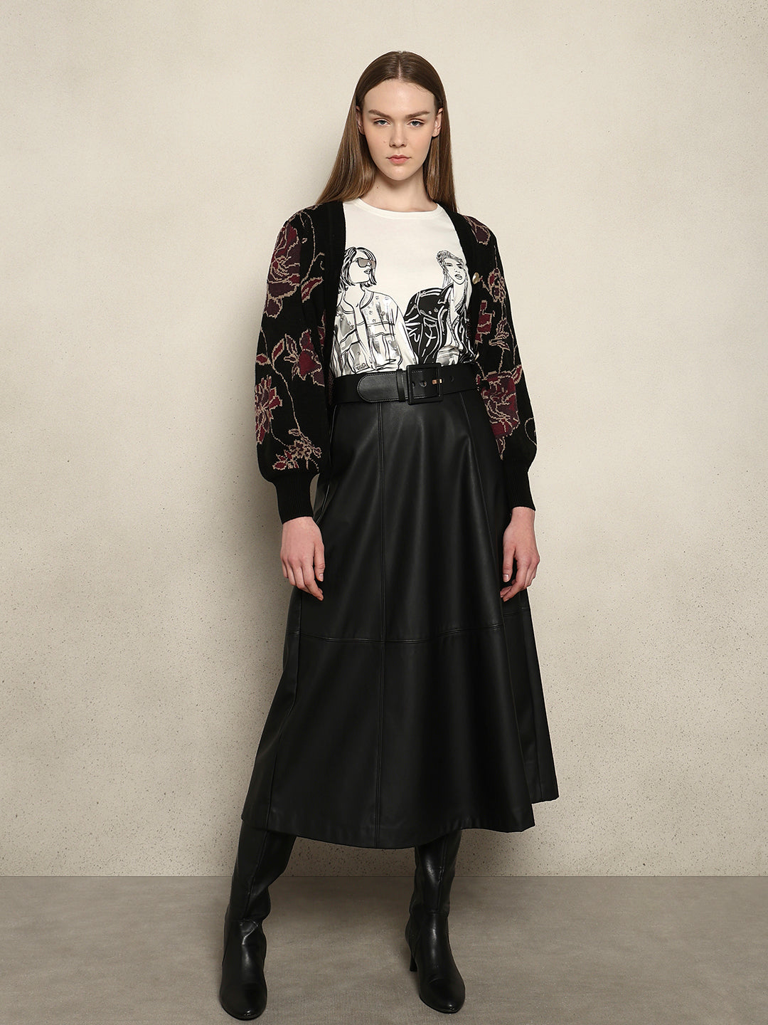 Faux Leather High Rise Skirt - Black