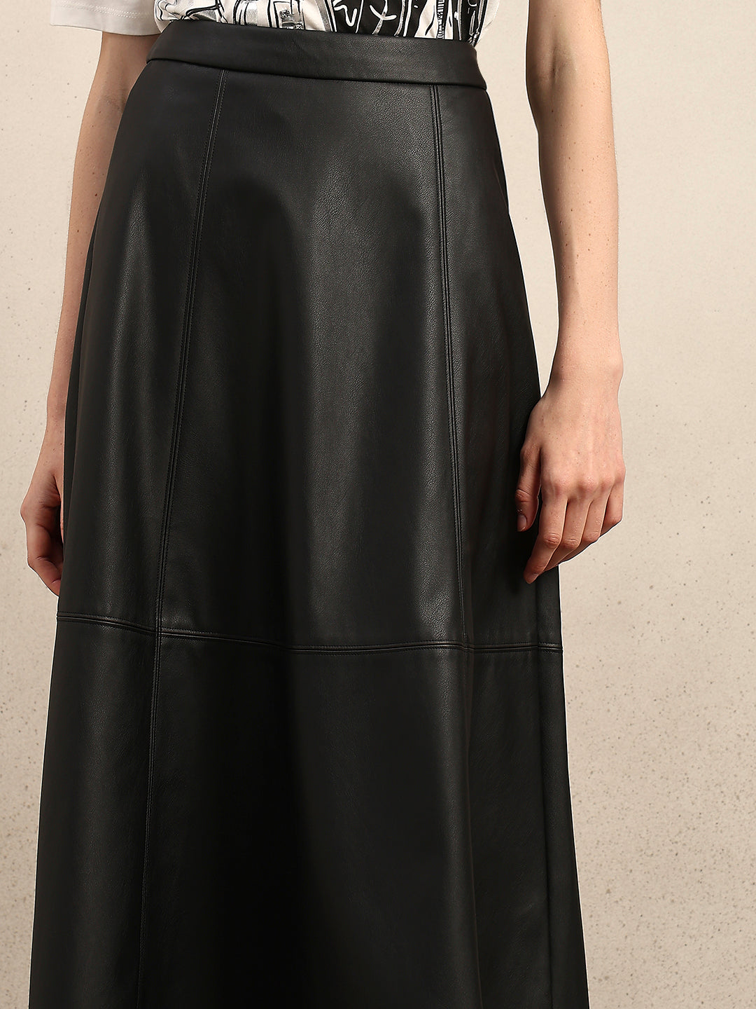 Faux Leather High Rise Skirt - Black