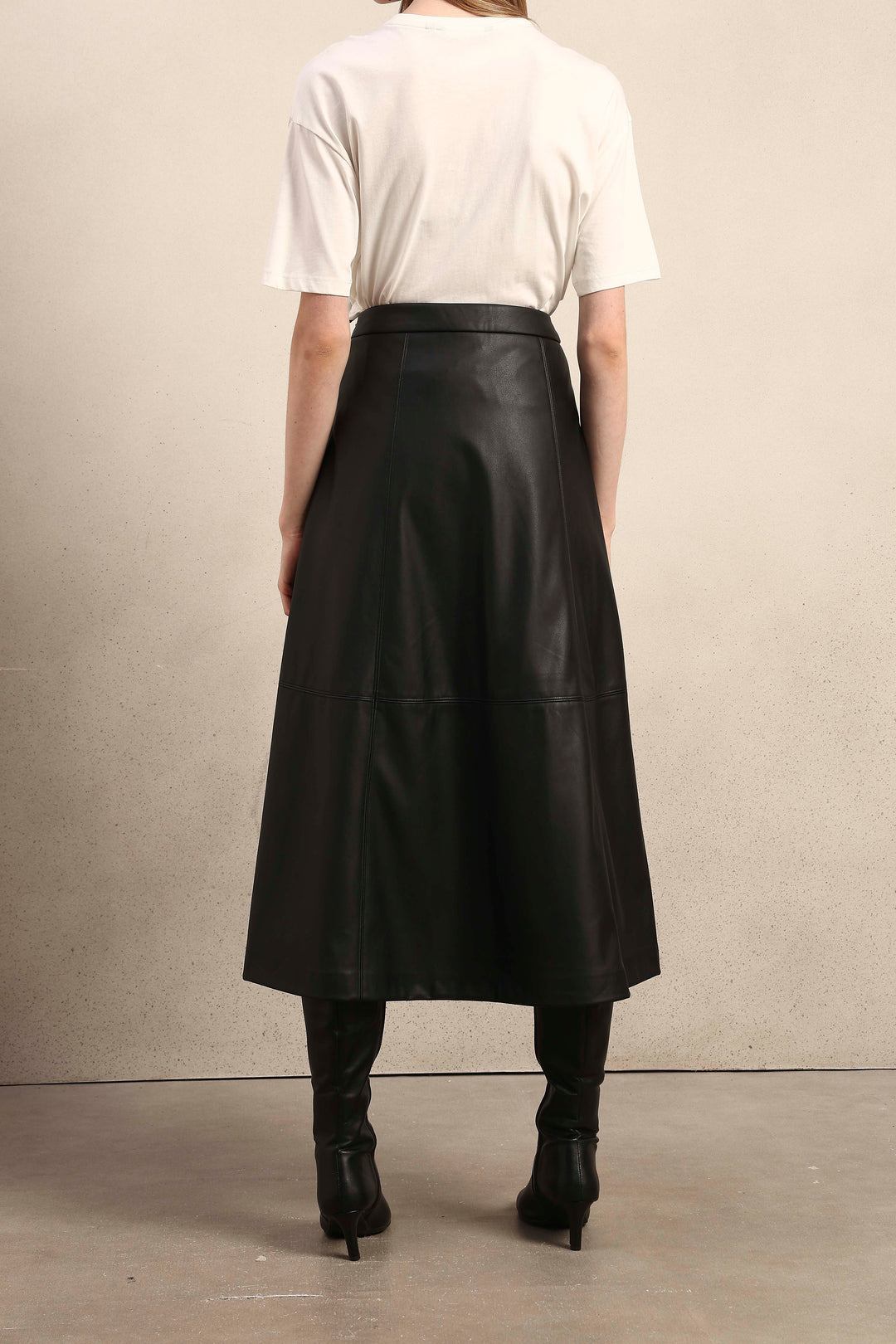 Faux Leather High Rise Skirt - Black