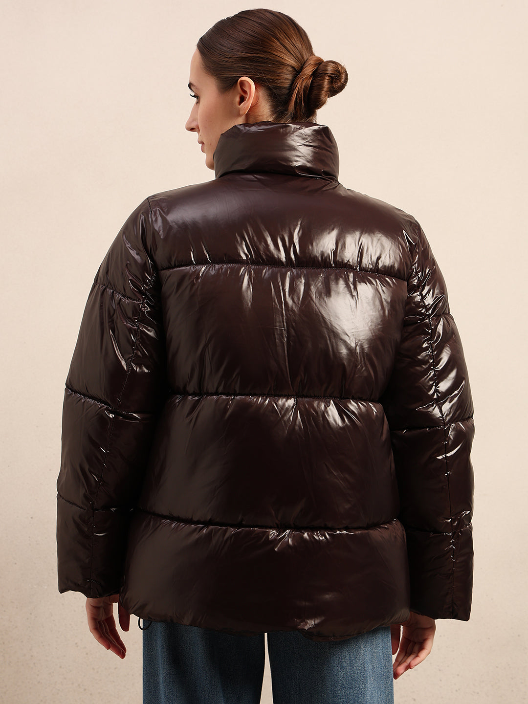 Dark Brown Short Puffer Jacket