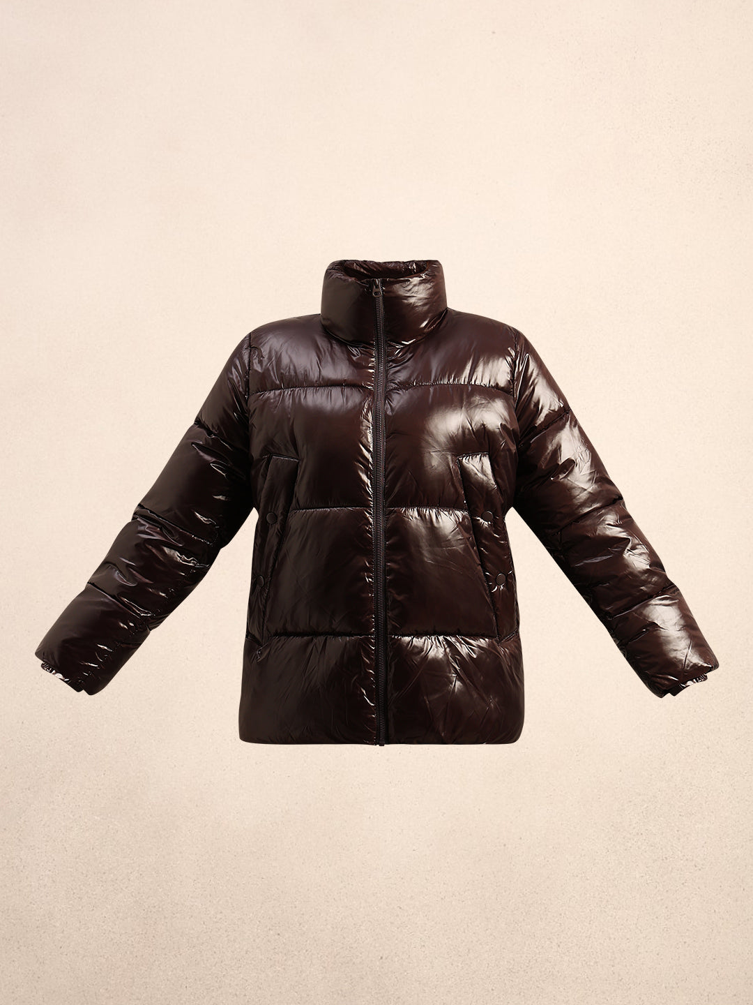 Dark Brown Short Puffer Jacket