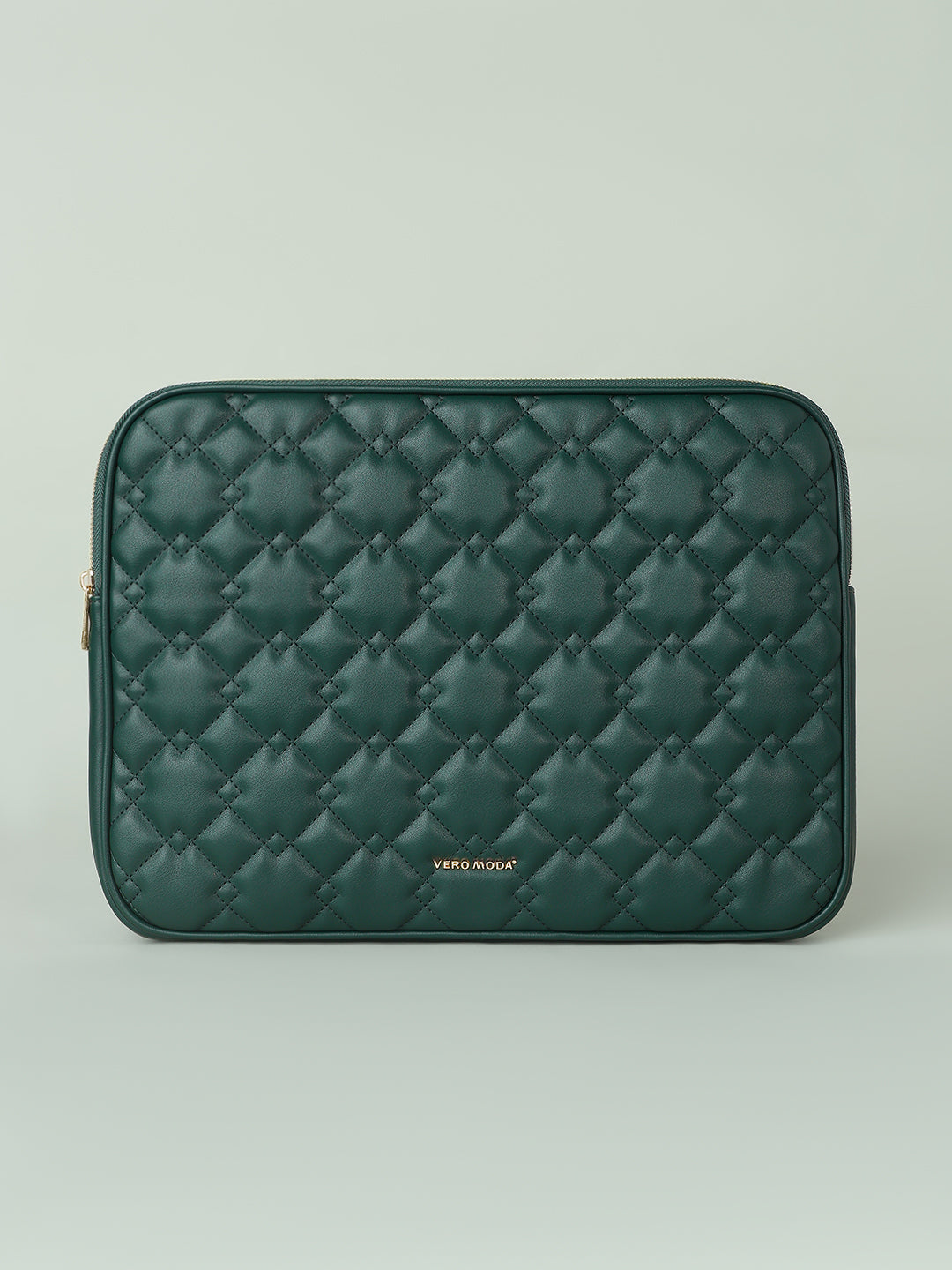 Green Sew Detail Laptop Sleeve