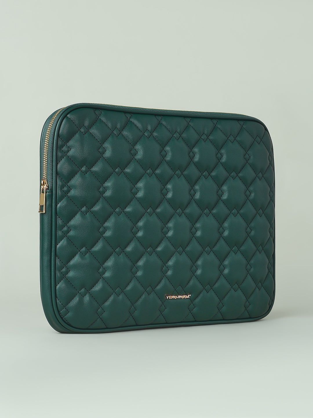 Green Sew Detail Laptop Sleeve