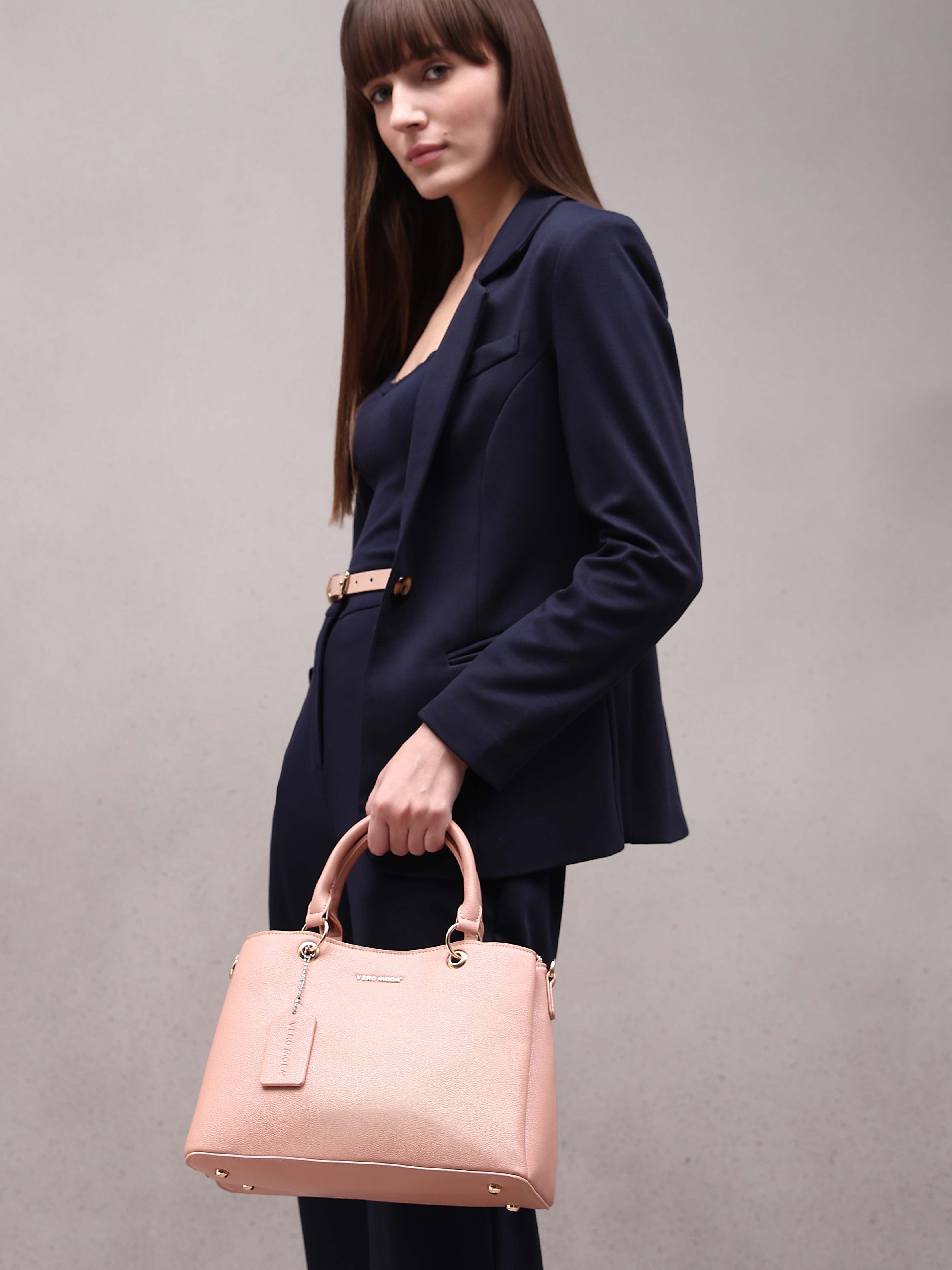 Pink Detachable Strap Handbag