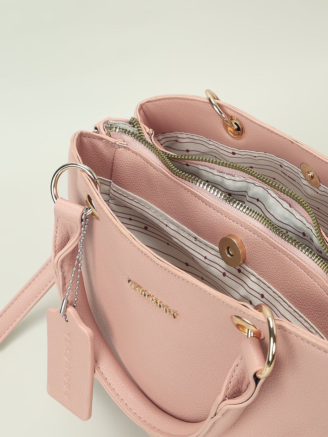 Pink Detachable Strap Handbag