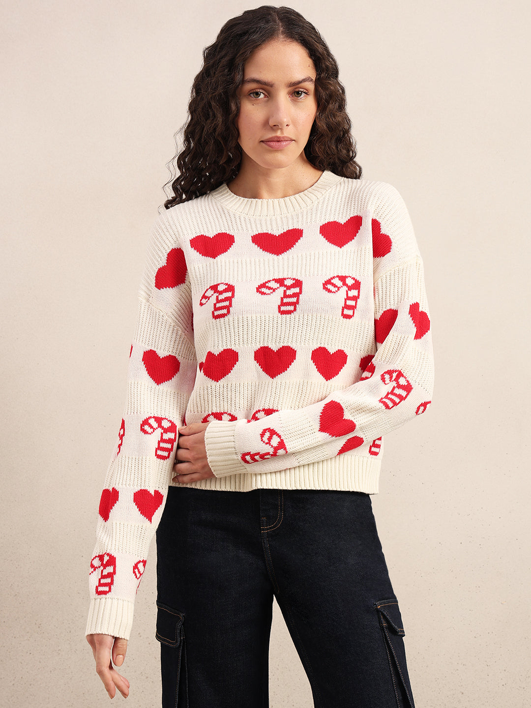 Printed O-Neck Pullover