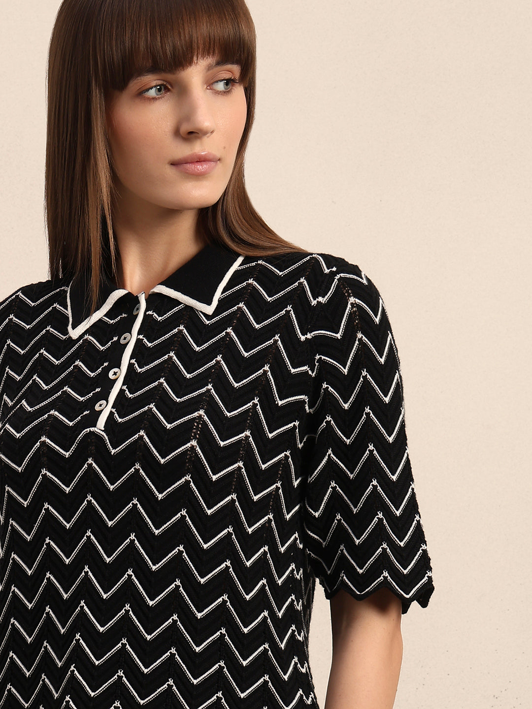 Chevron Printed Knitted Polo