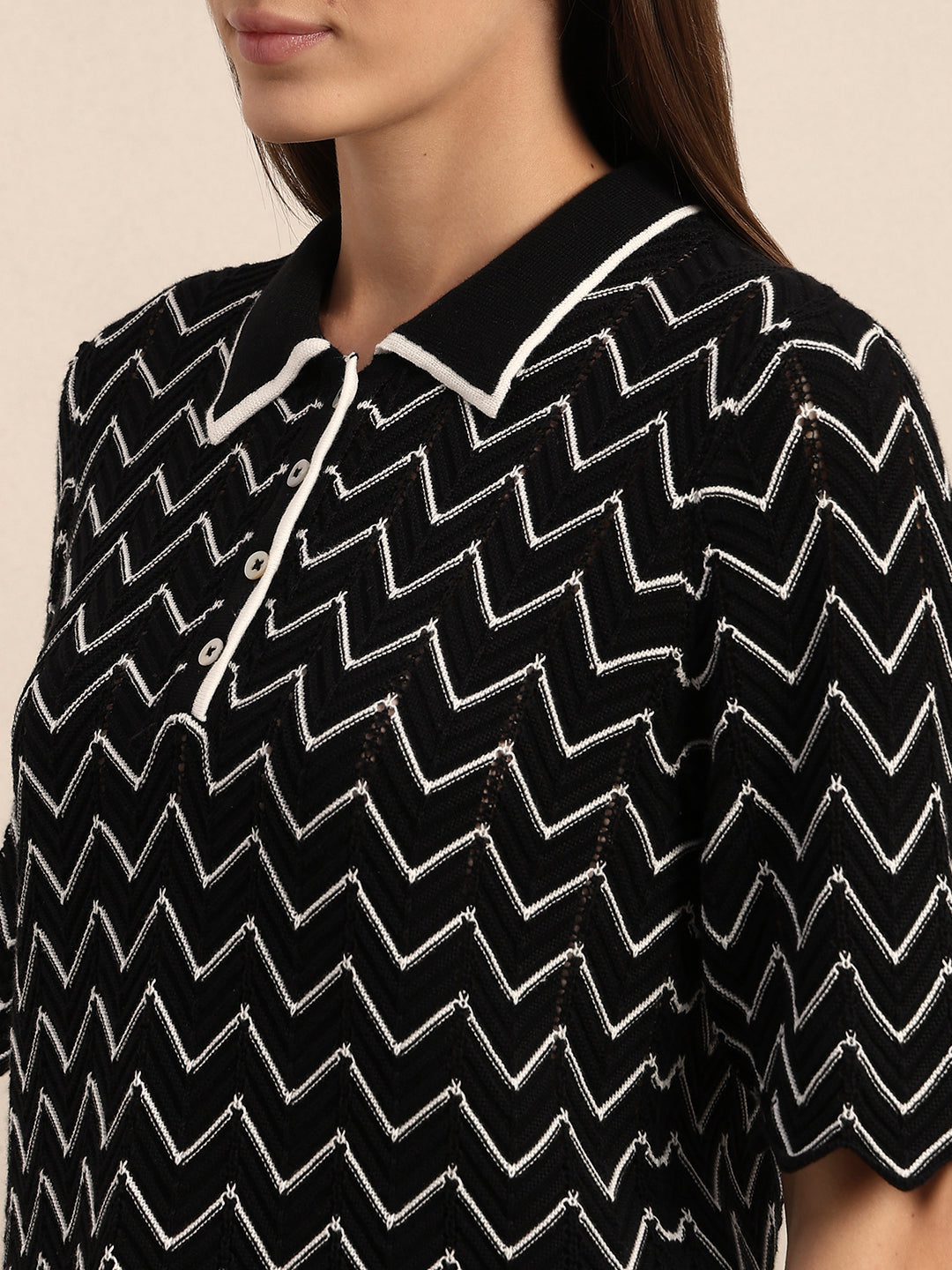 Chevron Printed Knitted Polo