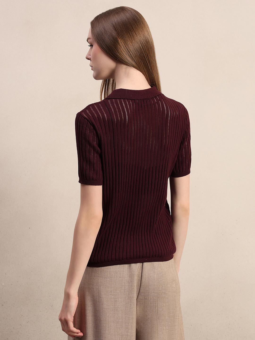 Burgundy Knitted Polo