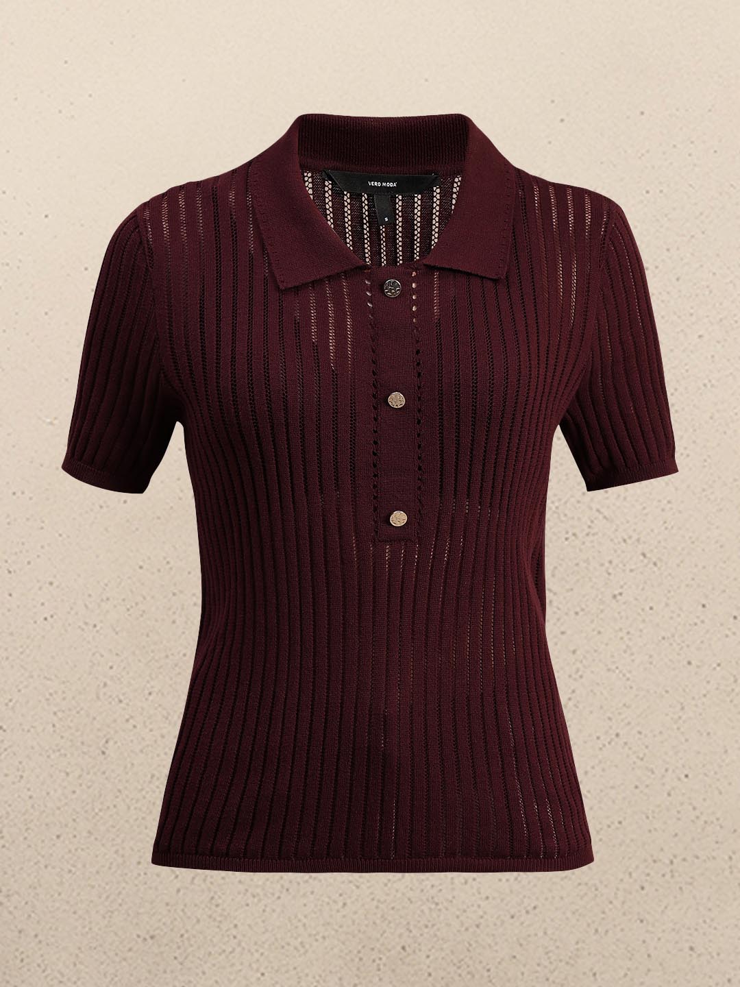 Burgundy Knitted Polo