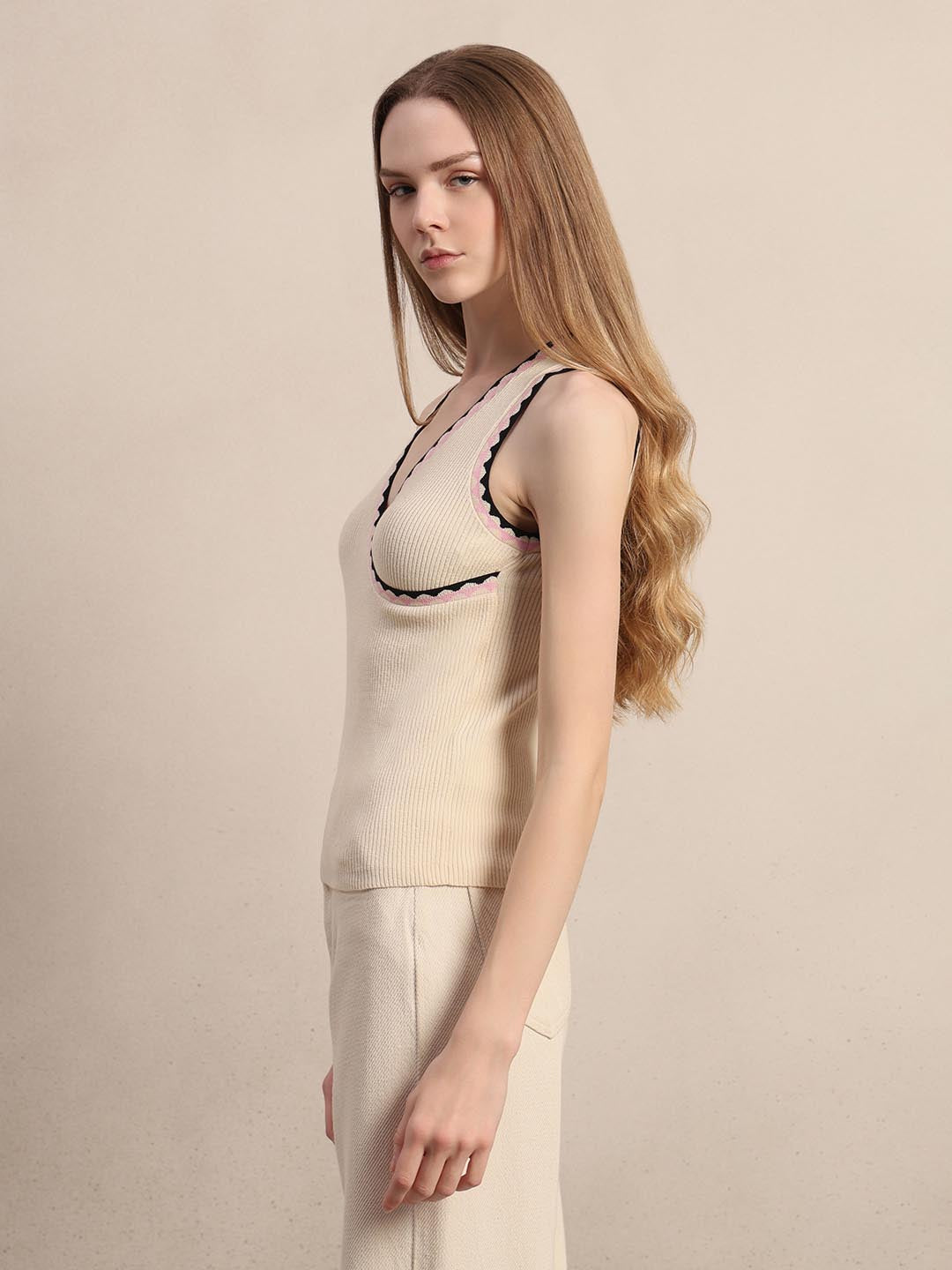 Ecru Sleeveless Knit Top