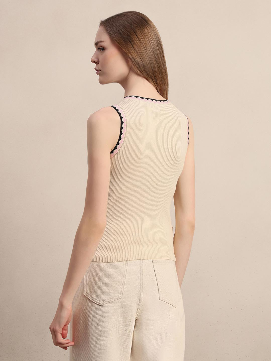 Ecru Sleeveless Knit Top