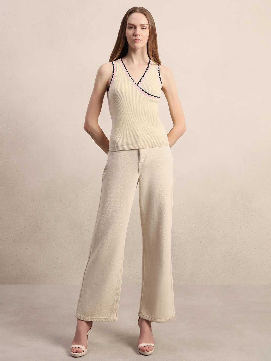 Ecru Sleeveless Knit Top