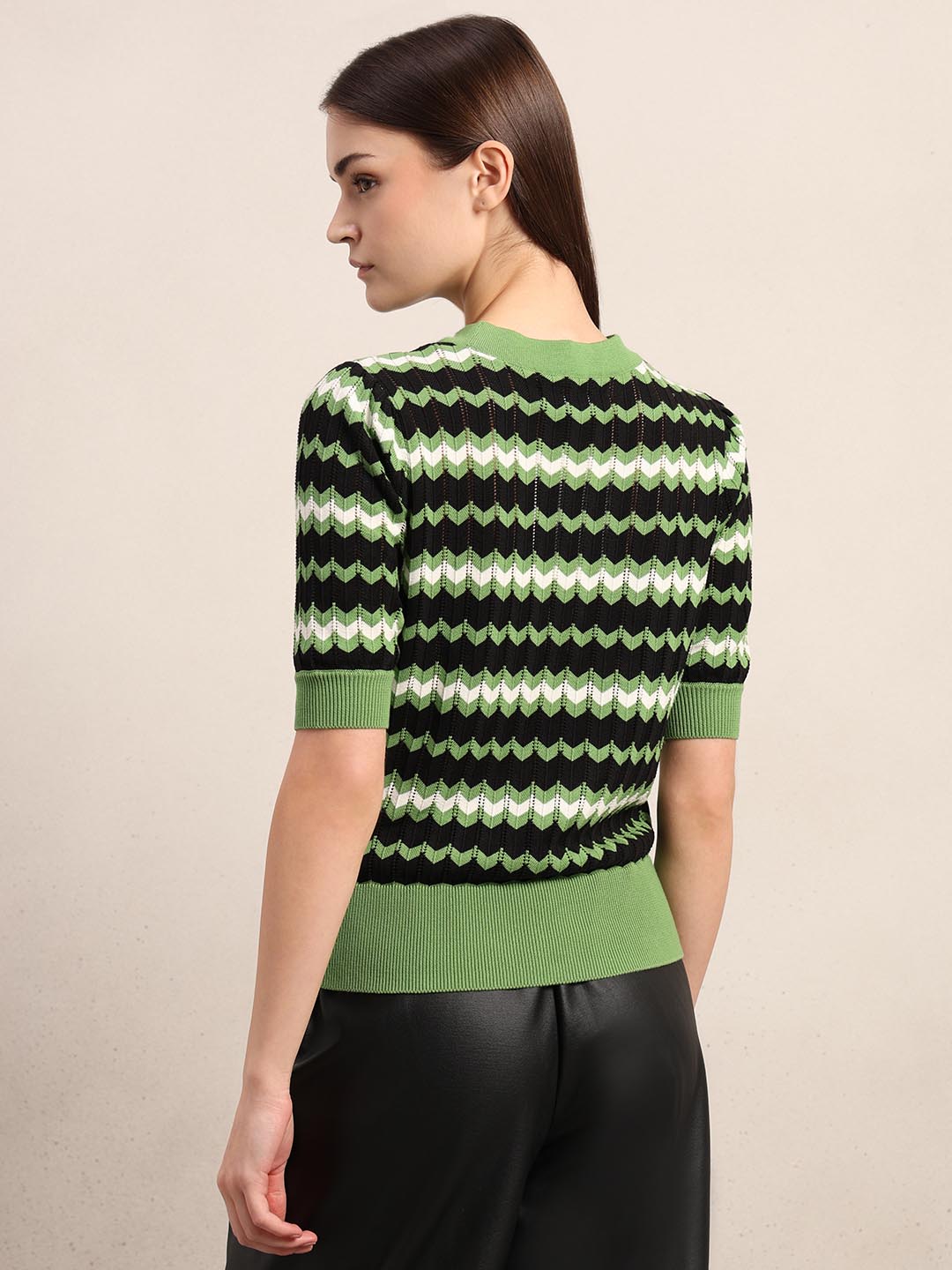 Green & Black Knitted Top