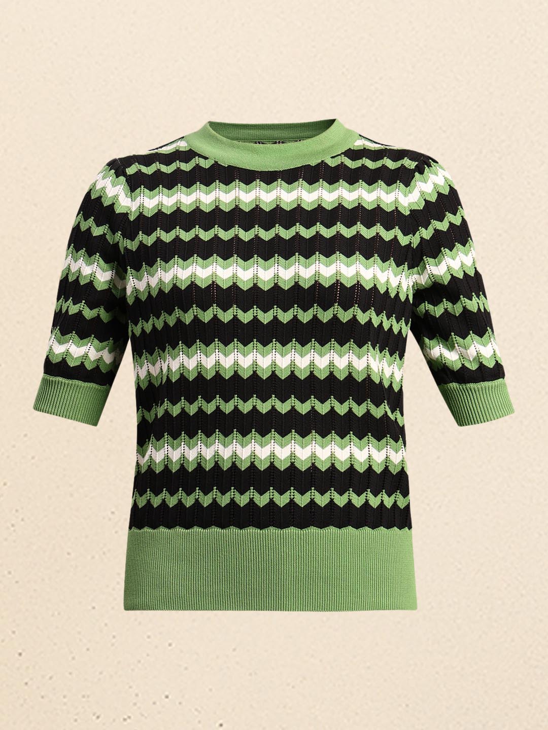 Green & Black Knitted Top