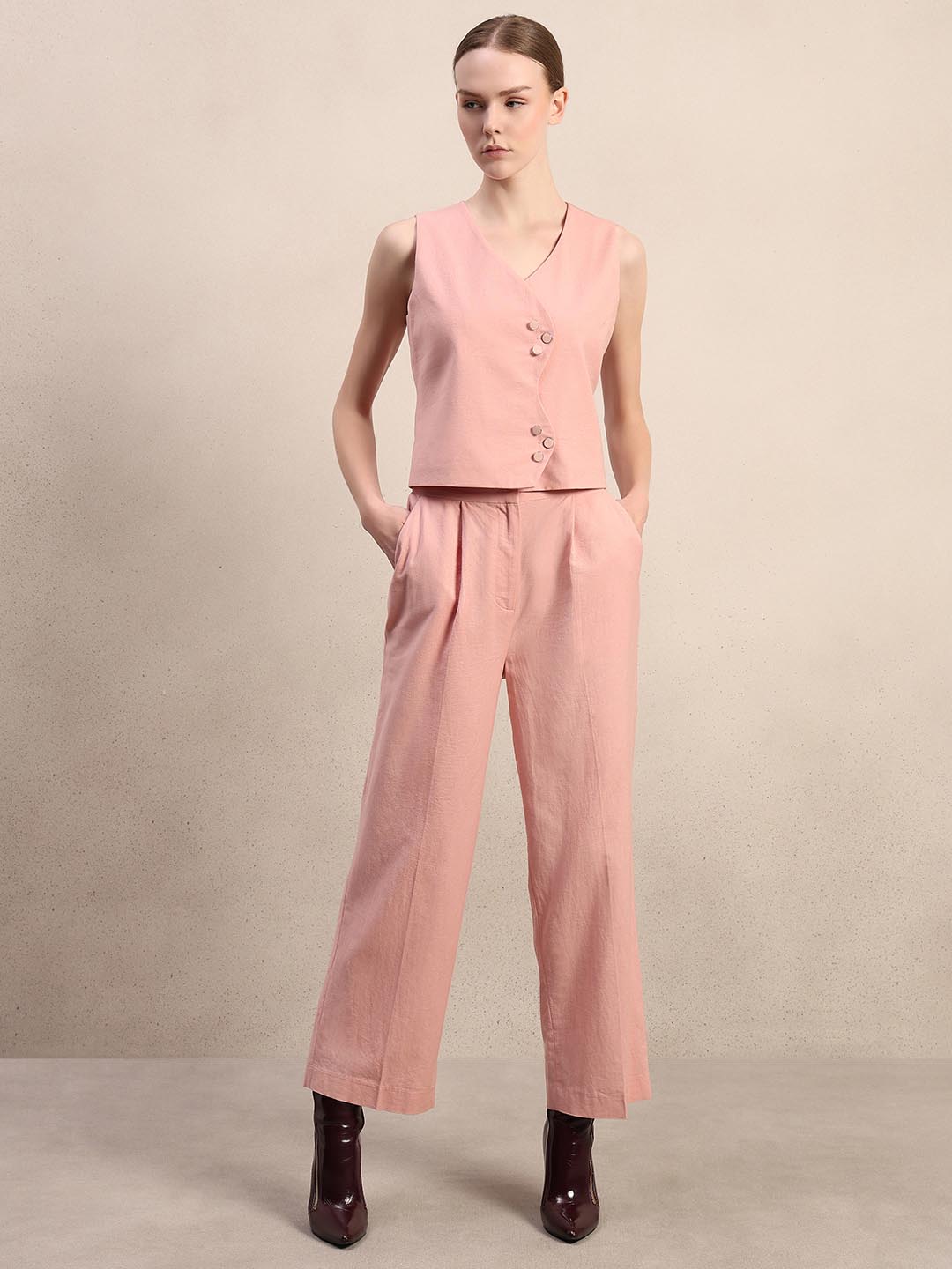 Pink Straight Fit Pants
