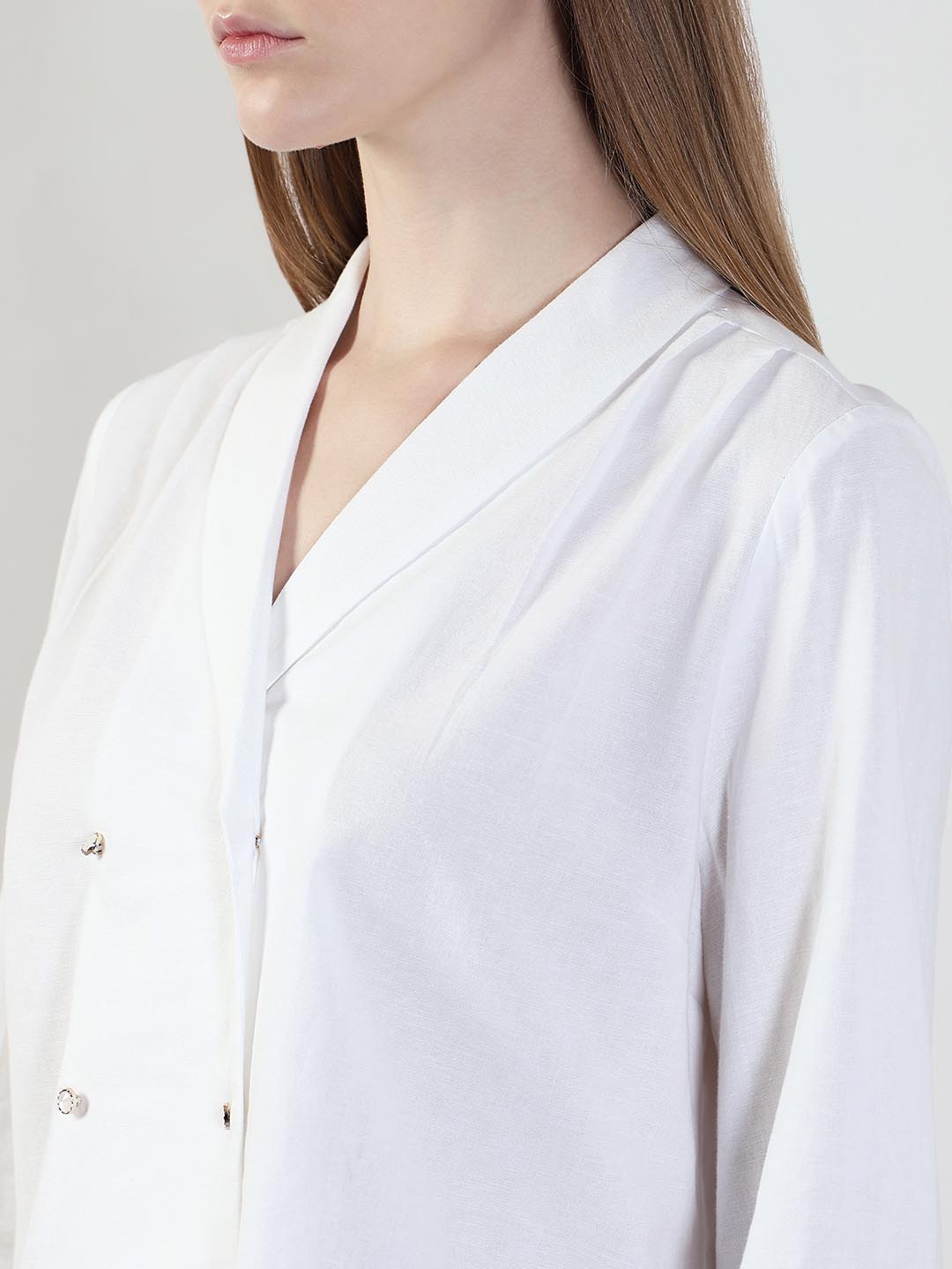 White Shawl Collar Shirt