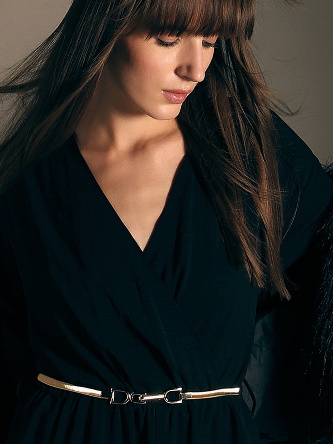 Slim Gold Metallic Buckle Belt