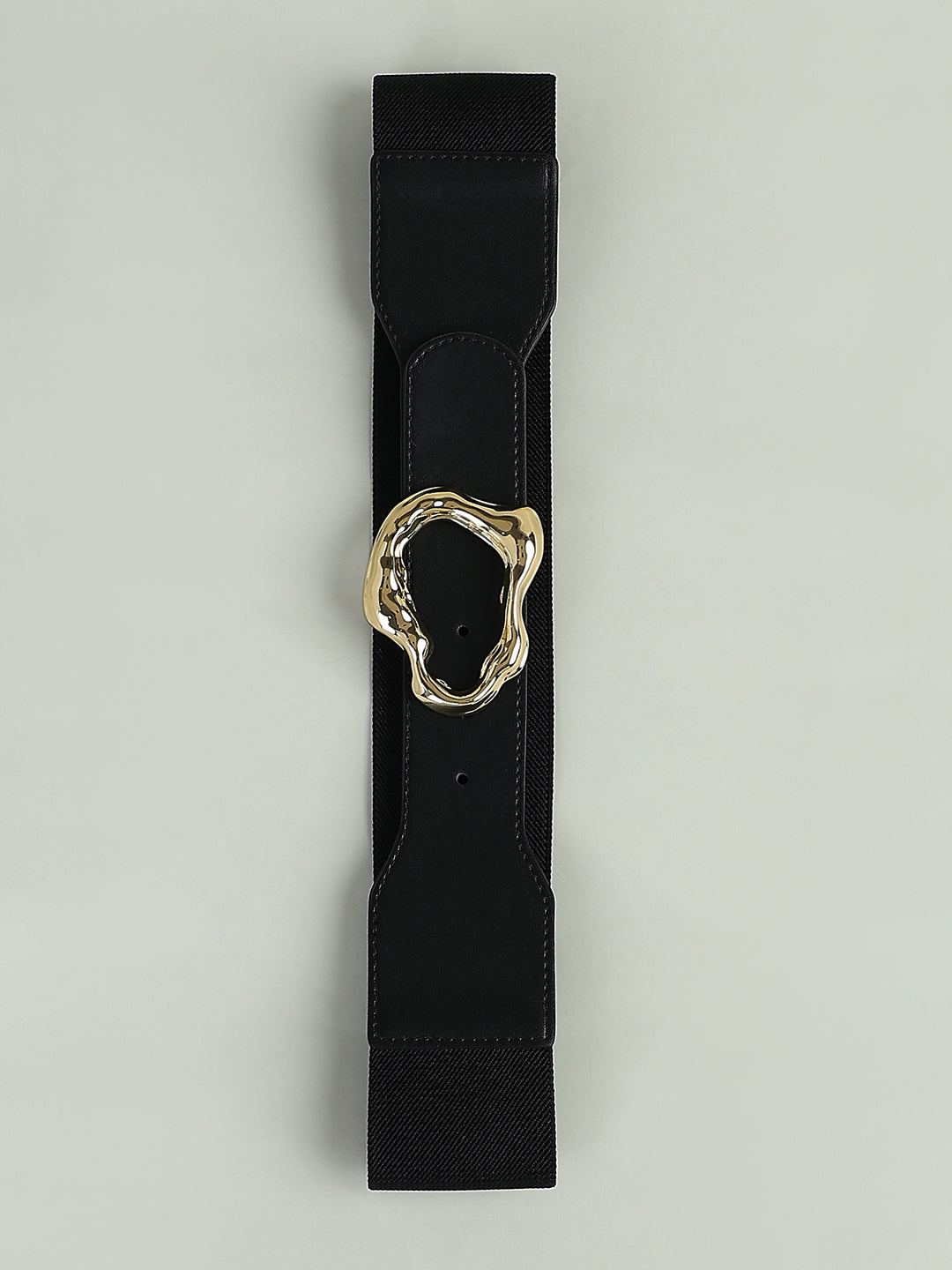 Sculpted Buckle Black Waist Belt