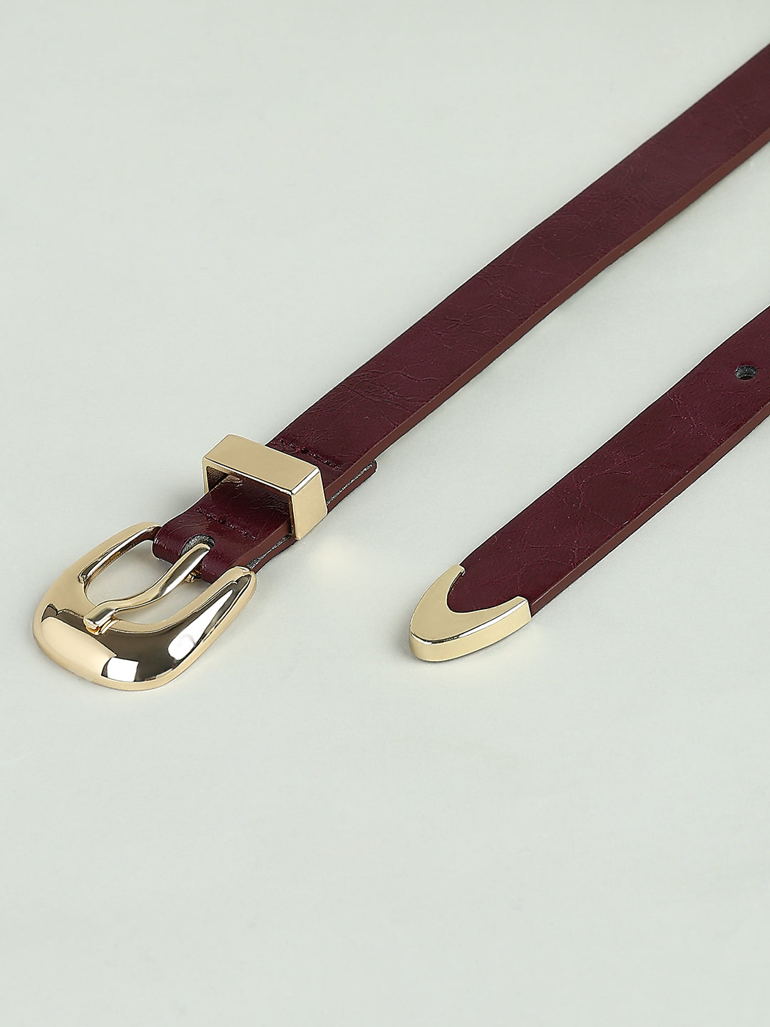 Burgundy Gold Buckle Belt
