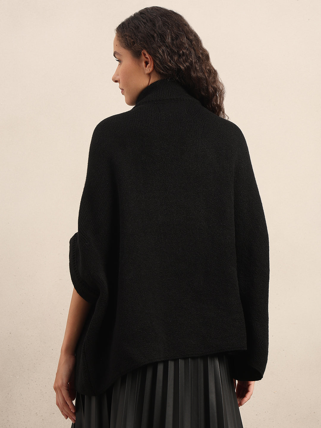 Black Knit Poncho