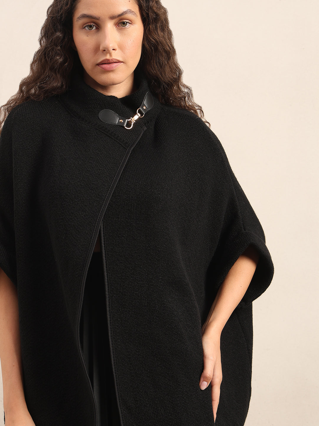 Black Knit Poncho