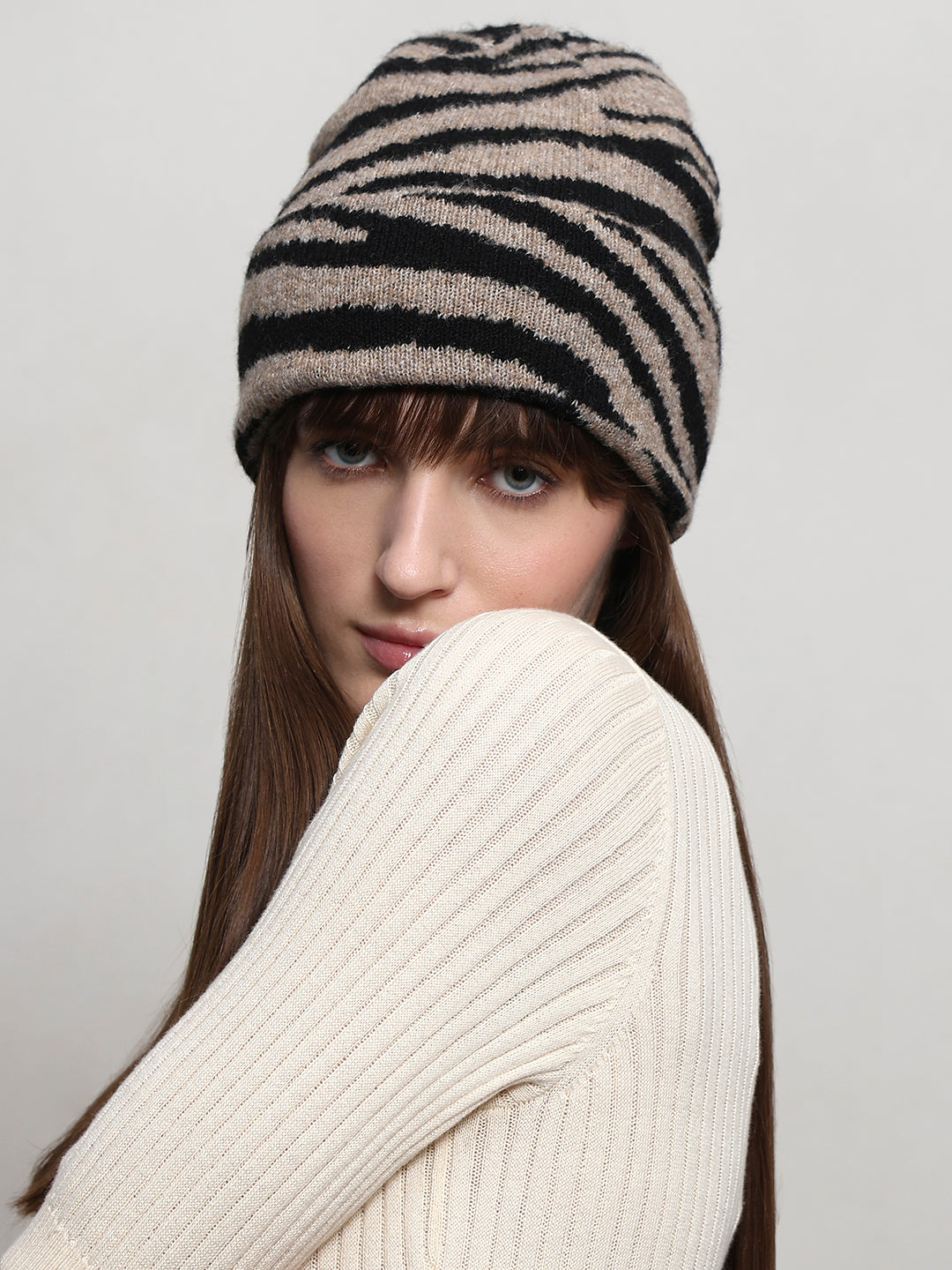 Zebra Print Beanie - Free Size