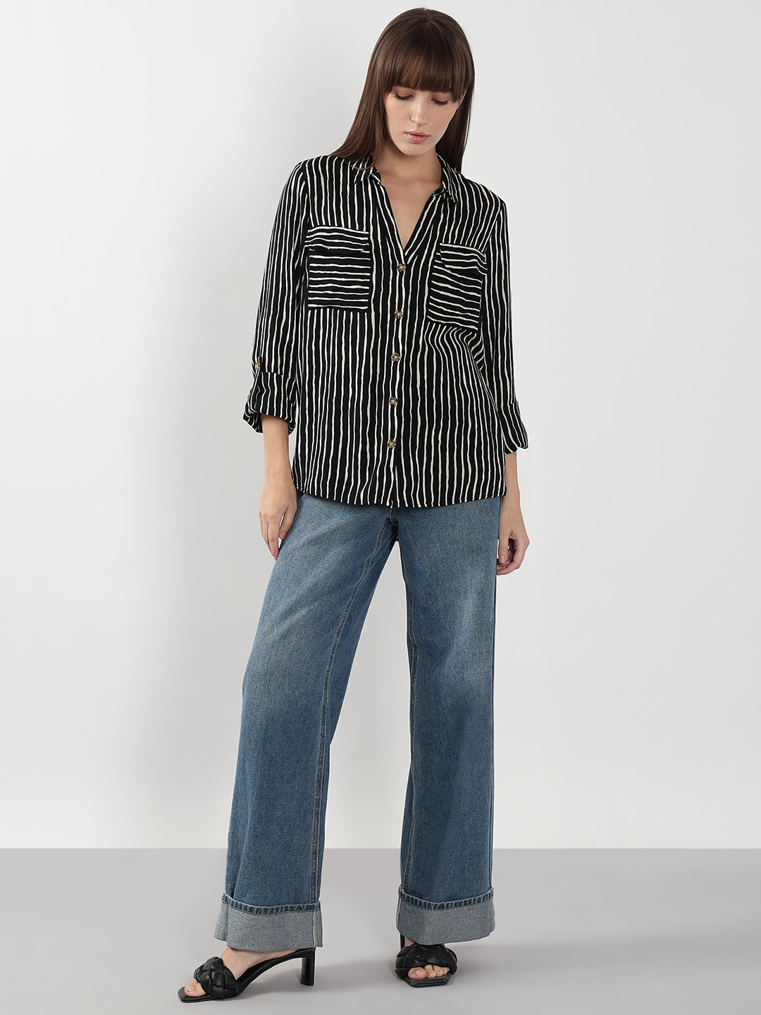 VERO MODA Black & White Striped Shirt