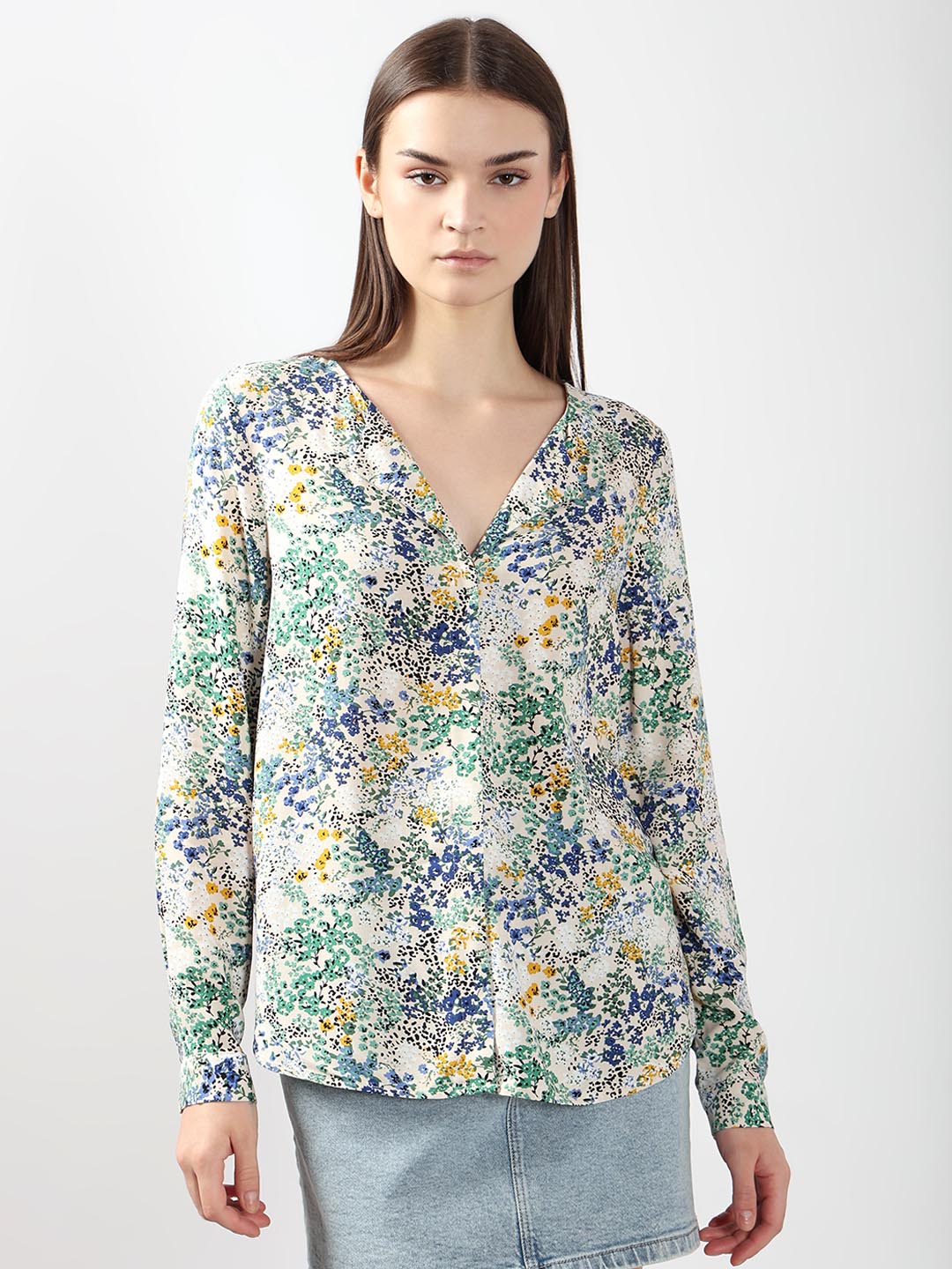 Vero Moda White Floral Print Shirt