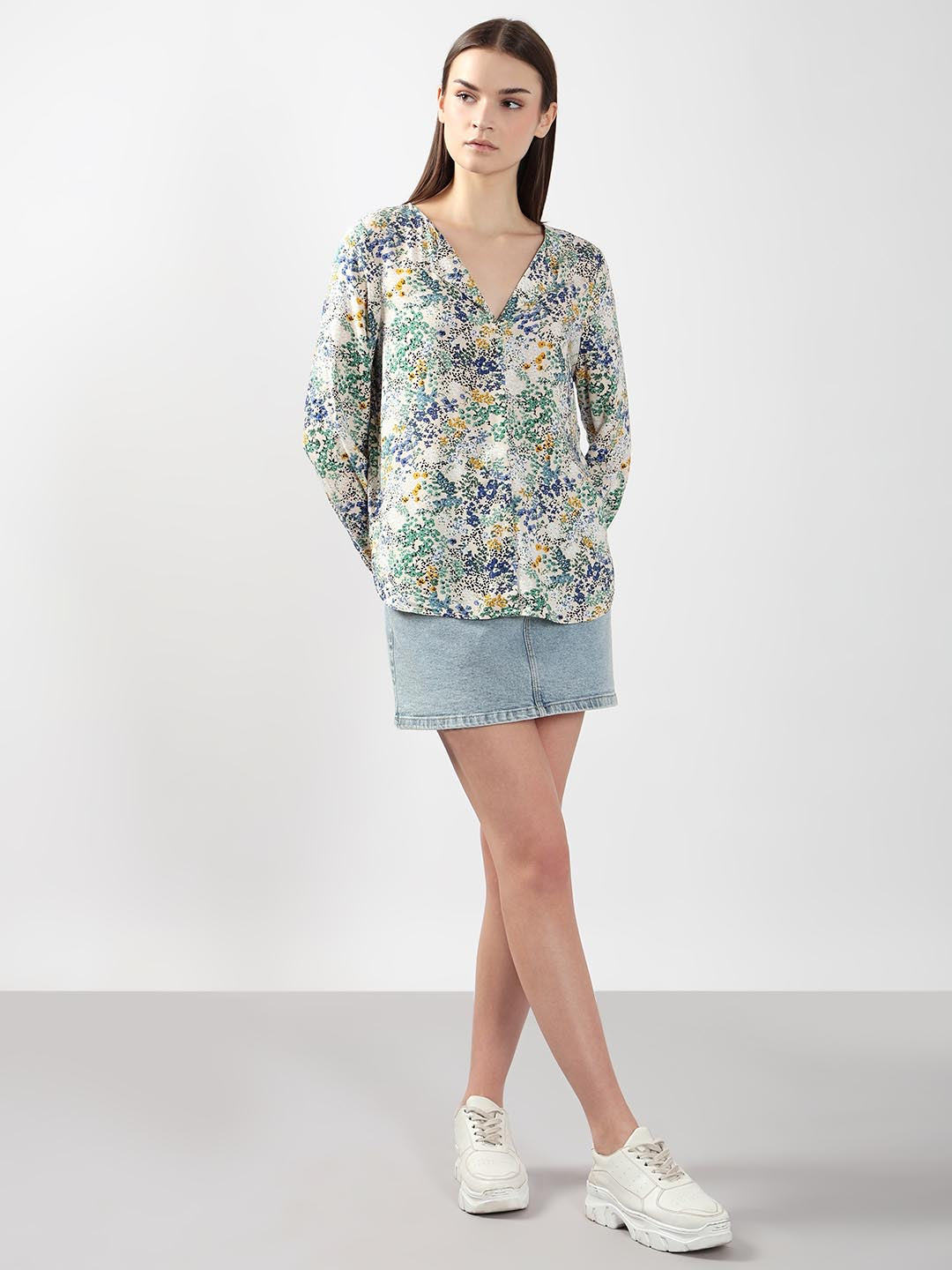 Vero Moda White Floral Print Shirt