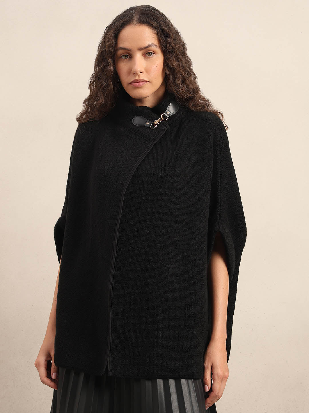 Black Knit Poncho