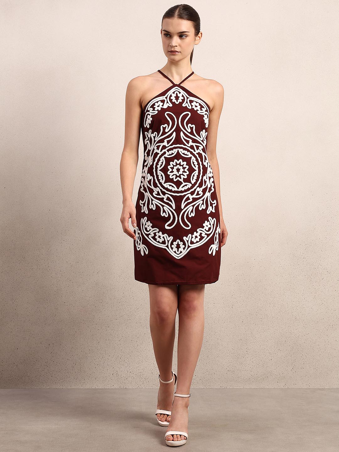 Chocolate Brown Cotton Mini Dress