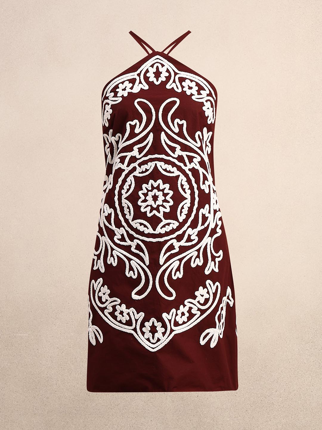 Chocolate Brown Cotton Mini Dress