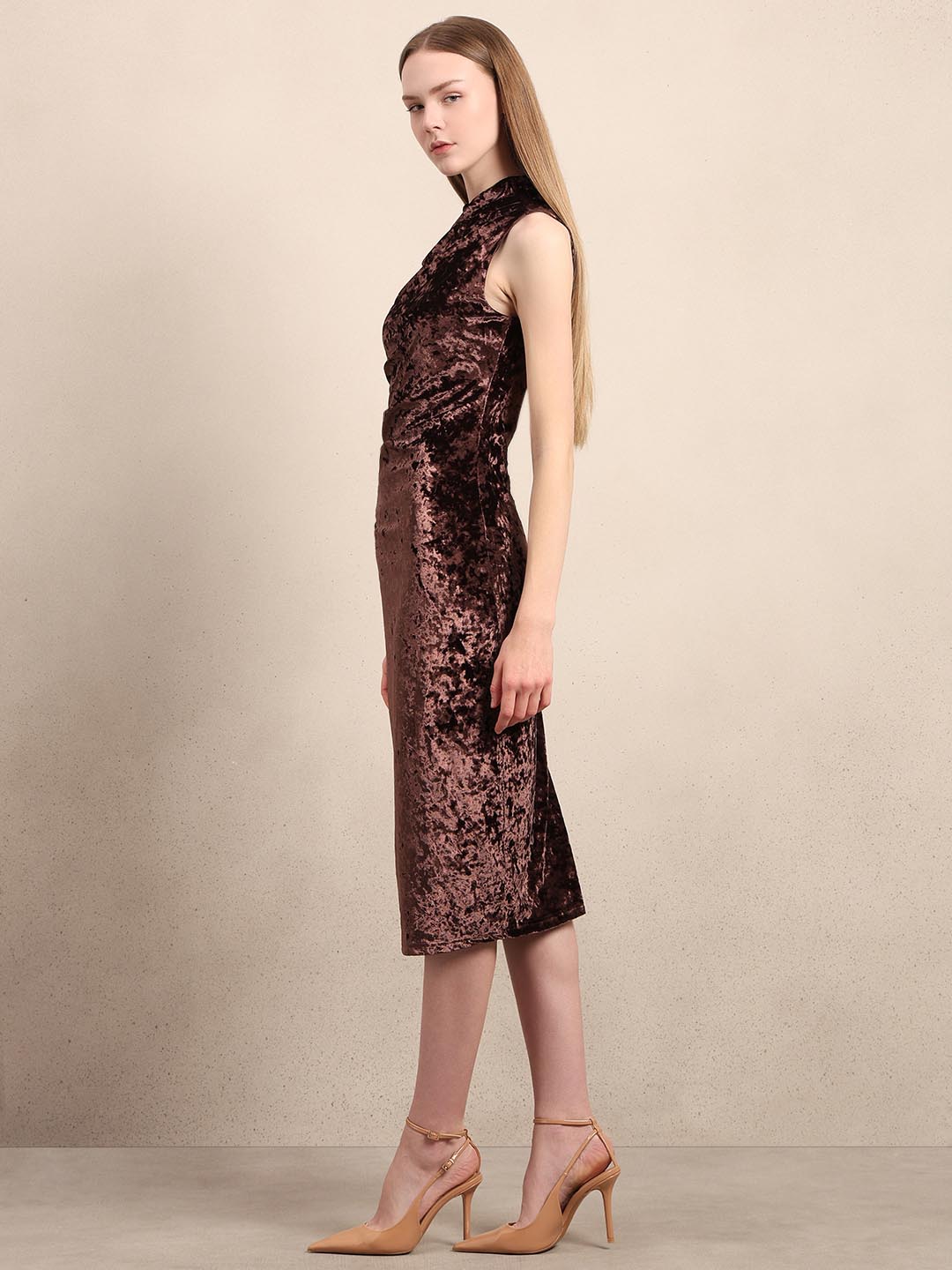 Brown Bodycon Midaxi Dress