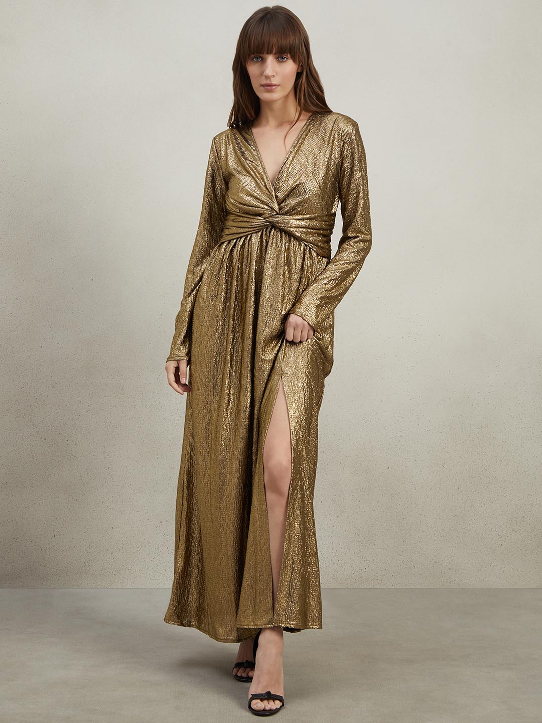 Golden Knot Detail Maxi Dress